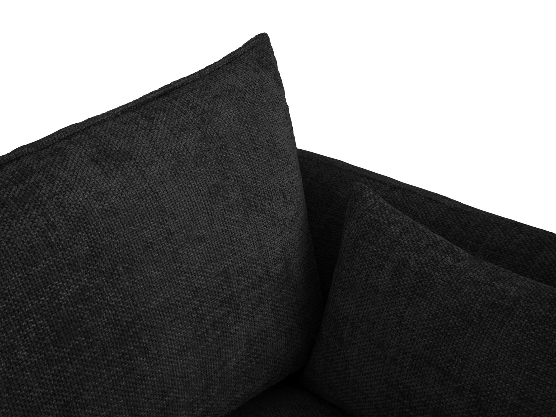 Elegantes 3-Sitzer Sofa Matera in Schwarz, ideal für multifunktionale Wohnräume, bietet Schlafgelegenheit und praktischen Stauraum.