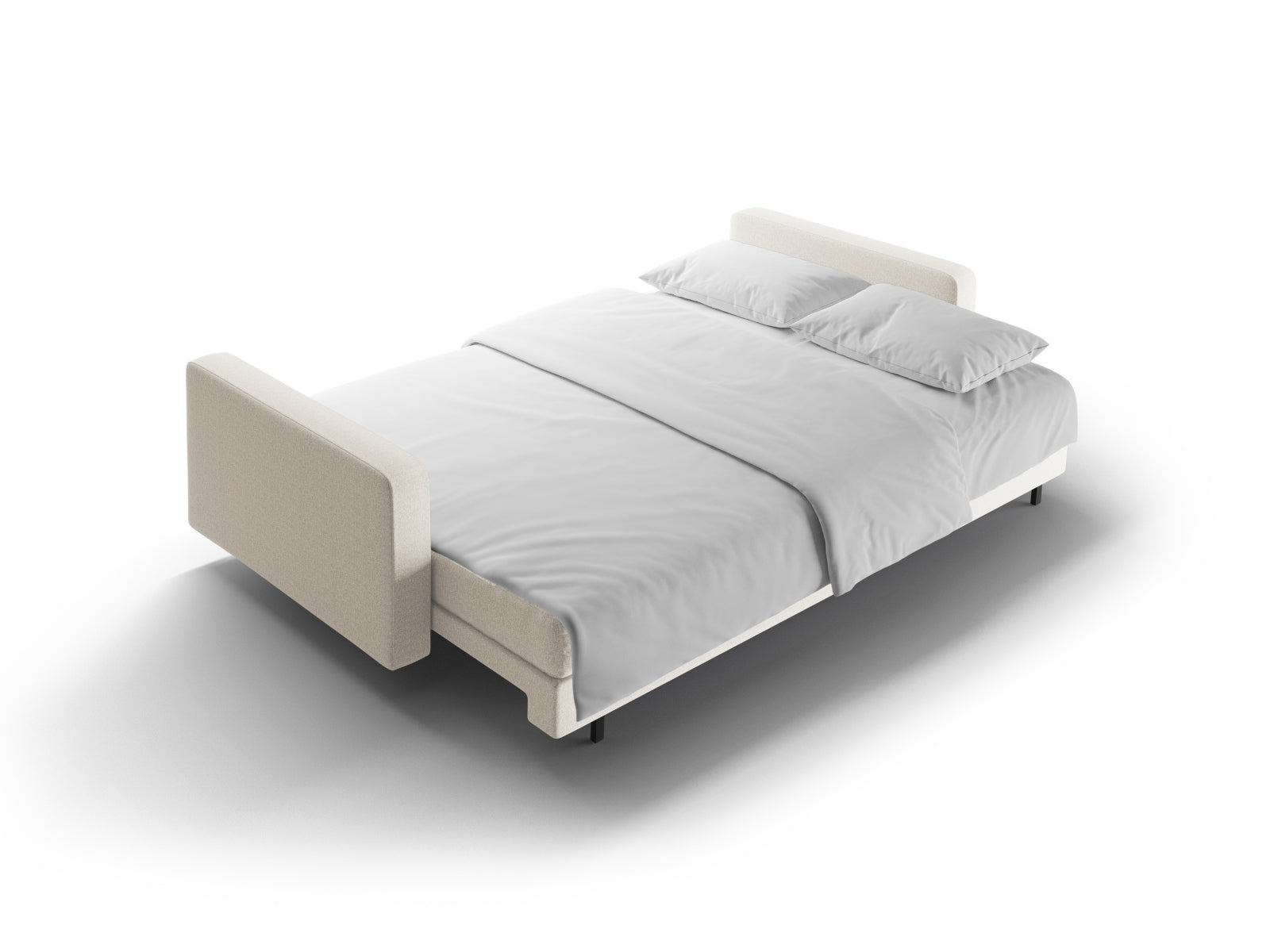 Elegantes 3-Sitzer Sofa Bali in neutralem Beige, ideal für gemütliche Abende, bietet praktische Schlaffunktion und Stauraum für Ihre Bedürfnisse.