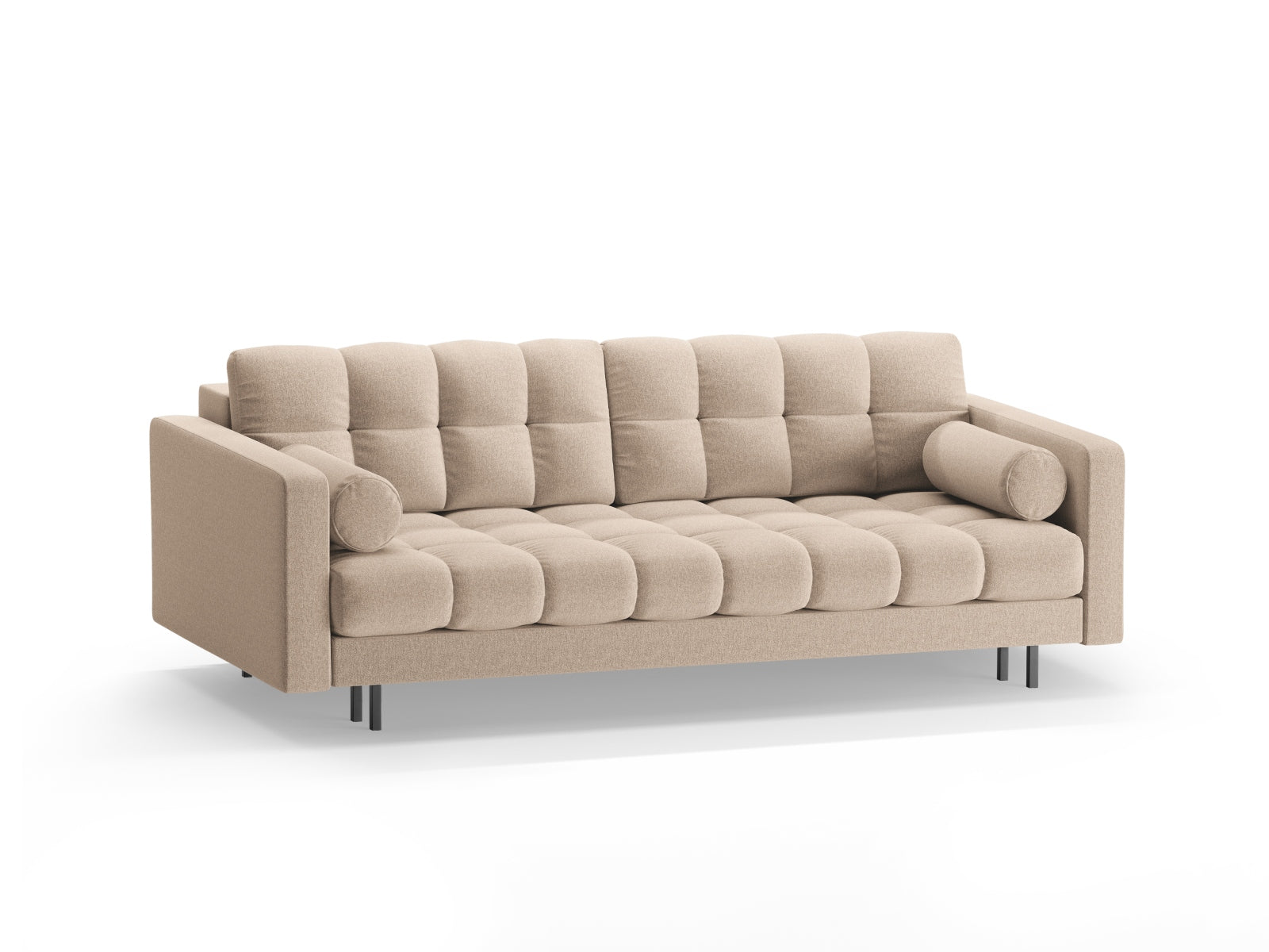 Beige 3-Sitzer Sofa Bali mit Schlaffunktion und Stauraum, ideal für modernes Wohnen, präsentiert von Cosmopolitan Design.