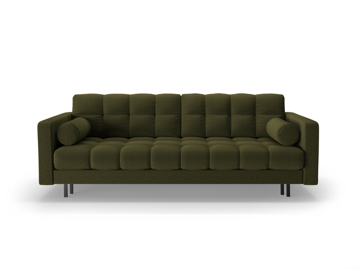 Dreisitzer Bettsofa Bali mit Stoffbezug, Holzrahmen und schwarzen Metallbeinen