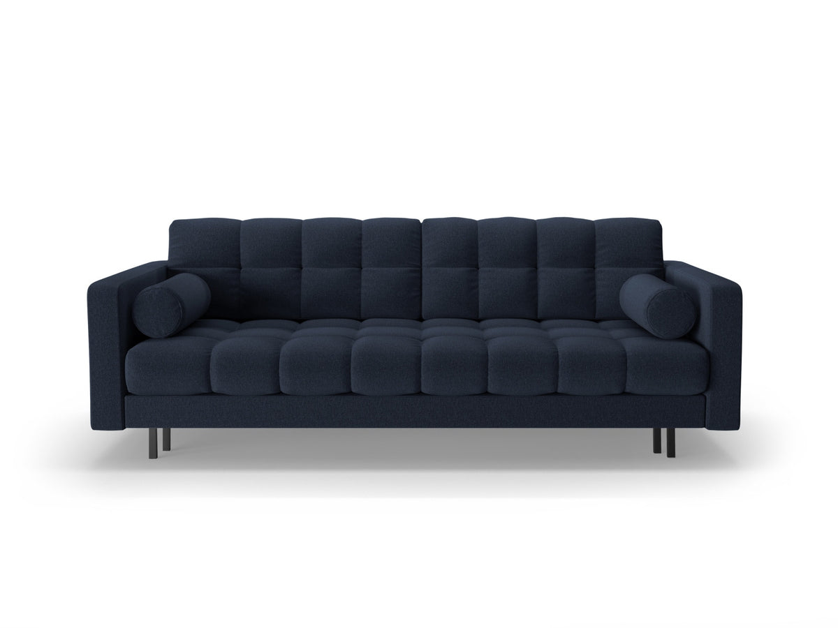 Dreisitzer Bettsofa Bali mit Stoffbezug, Holzrahmen und schwarzen Metallbeinen