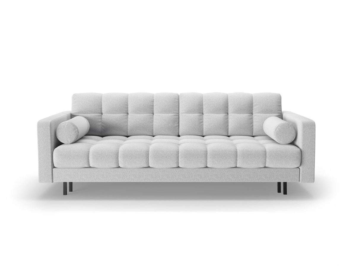 Dreisitzer Bettsofa Bali mit Stoffbezug, Holzrahmen und schwarzen Metallbeinen