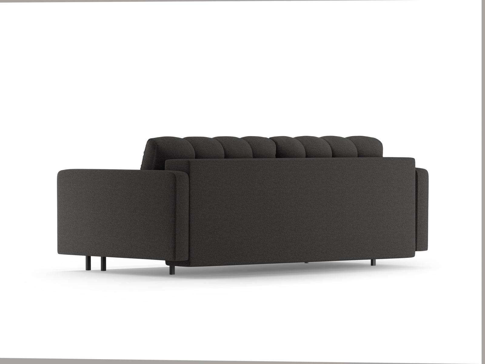 Modernes 3-Sitzer Sofa Bali in elegantem Dunkelgrau, ideal für Wohnräume, bietet Schlafgelegenheit und praktischen Stauraum.