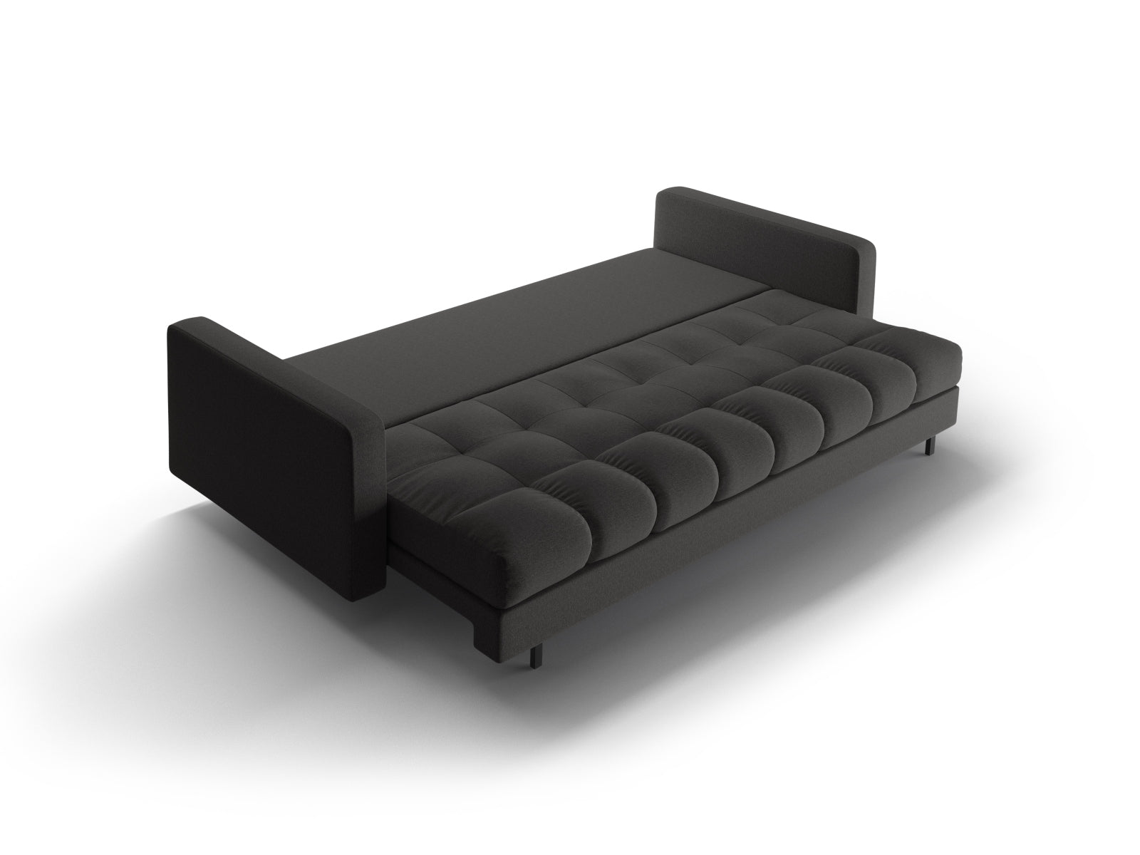 Stylisches 3-Sitzer Bettsofa Bali in dunklem Grau, kombiniert Komfort mit Funktionalität, ideal für Gäste und platzsparende Lösungen.