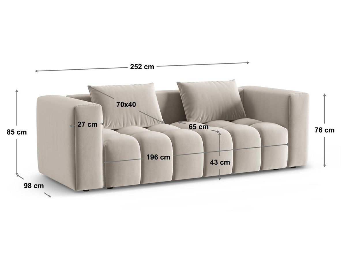 Beiges Bettsofa Verona von Cosmopolitan Design mit Sorella-Polsterstoff, Massivholzrahmen, Bettkasten und schwarzen Kunststoffbeinen.