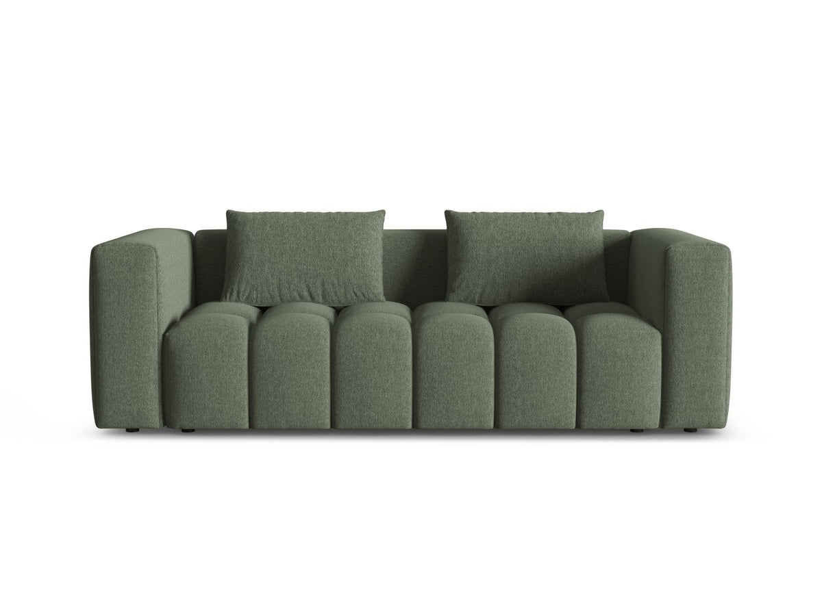 Beiges Bettsofa Verona von Cosmopolitan Design mit Sorella-Polsterstoff, Massivholzrahmen, Bettkasten und schwarzen Kunststoffbeinen.
