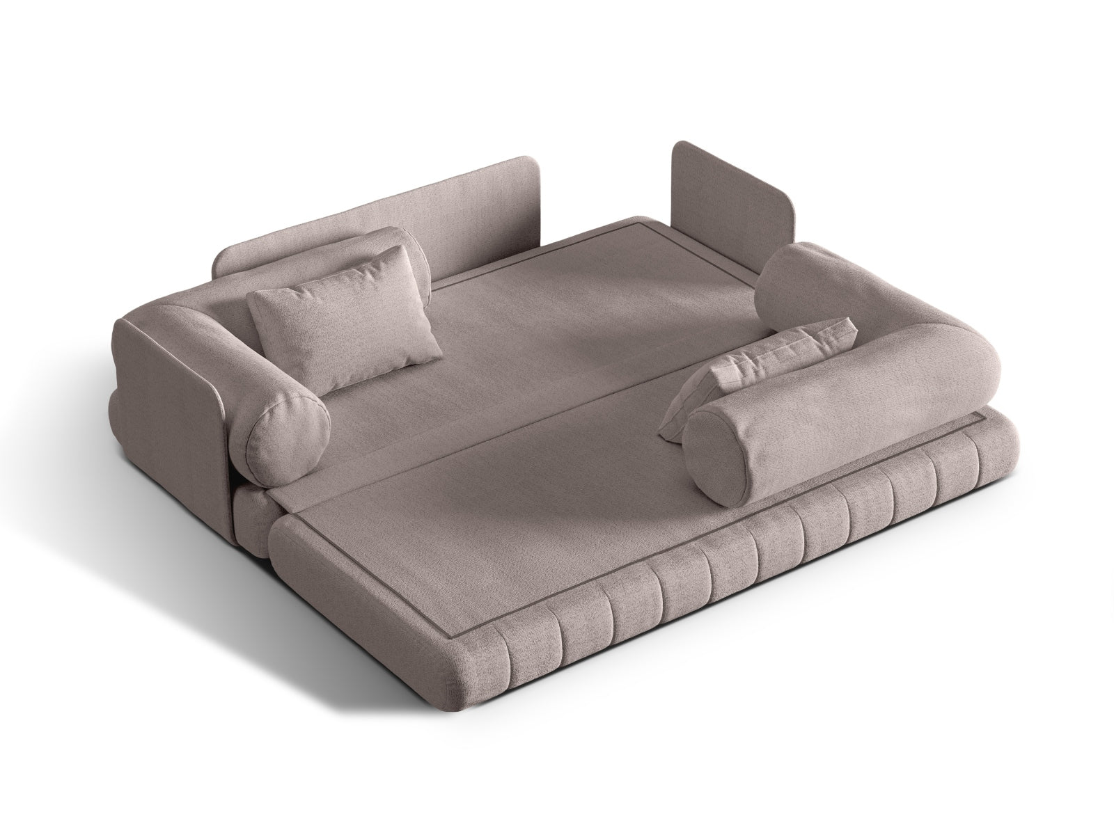 Elegantes Kemi Sofa in Warm Grey-CORAL, vielseitig einsetzbar als stilvolles 3-Sitzer Sofa und komfortables Bett für Übernachtungsgäste.