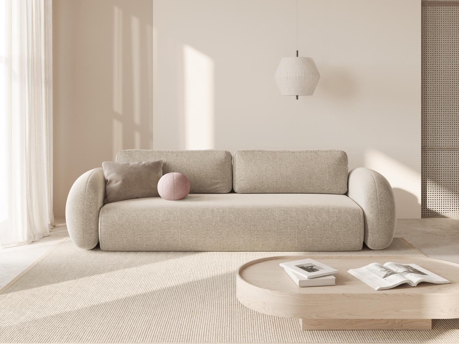 Tonale Sofa mit Schlaffunktion und Stauraum 3 Sitzer in Dark Beige präsentiert im Onlineshop von KAQTU Design AG. Bettsofa ist von Cosmopolitan Design