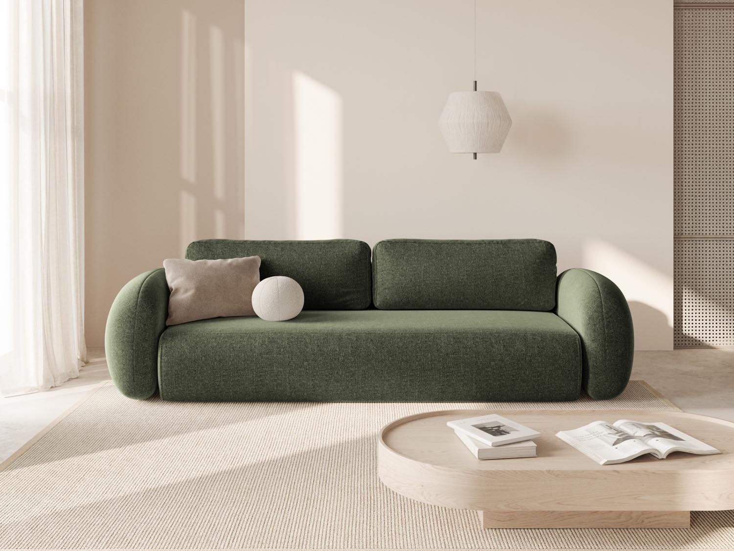 Tonale Sofa mit Schlaffunktion und Stauraum 3 Sitzer in Green präsentiert im Onlineshop von KAQTU Design AG. Bettsofa ist von Cosmopolitan Design
