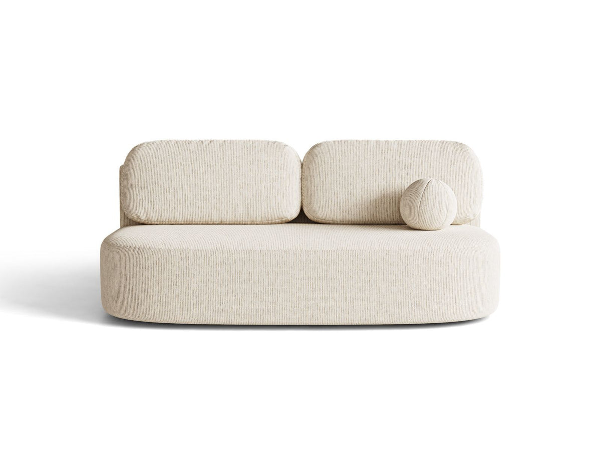 Bettsofa Sophia in Light Beige-Baltimore mit Massivholzrahmen, Stoffbezug und schwarzen Kunststoffbeinen, 3 Sitzplätze mit Bettkasten.