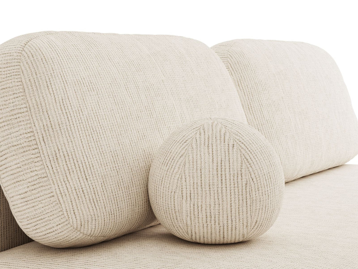 Bettsofa Sophia in Light Beige-Baltimore mit Massivholzrahmen, Stoffbezug und schwarzen Kunststoffbeinen, 3 Sitzplätze mit Bettkasten.