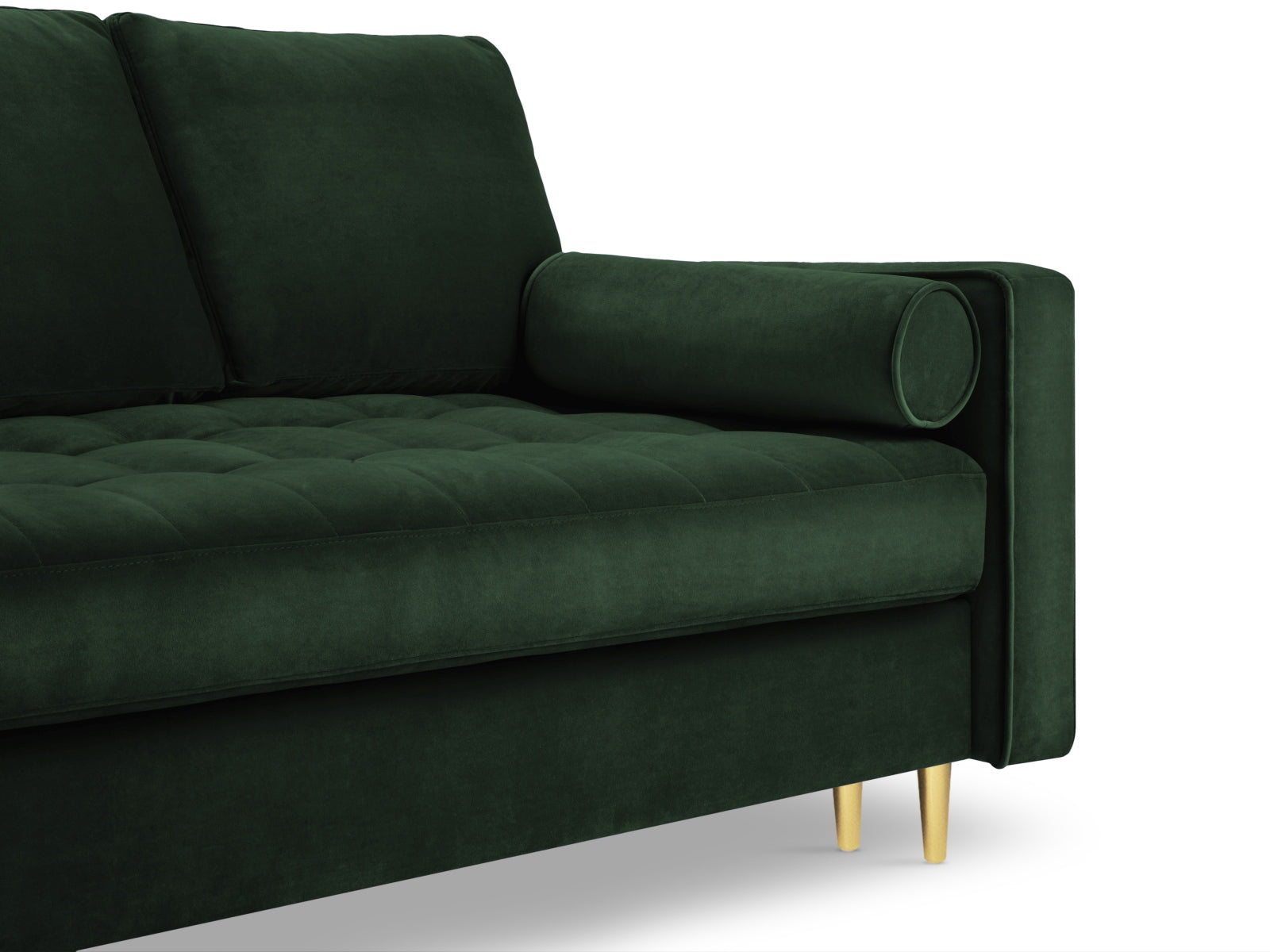 Elegantes 3-Sitzer Bettsofa Aspen in ansprechendem Grün, ideal für Gästeübernachtungen und zur Aufbewahrung von Decken und Kissen.