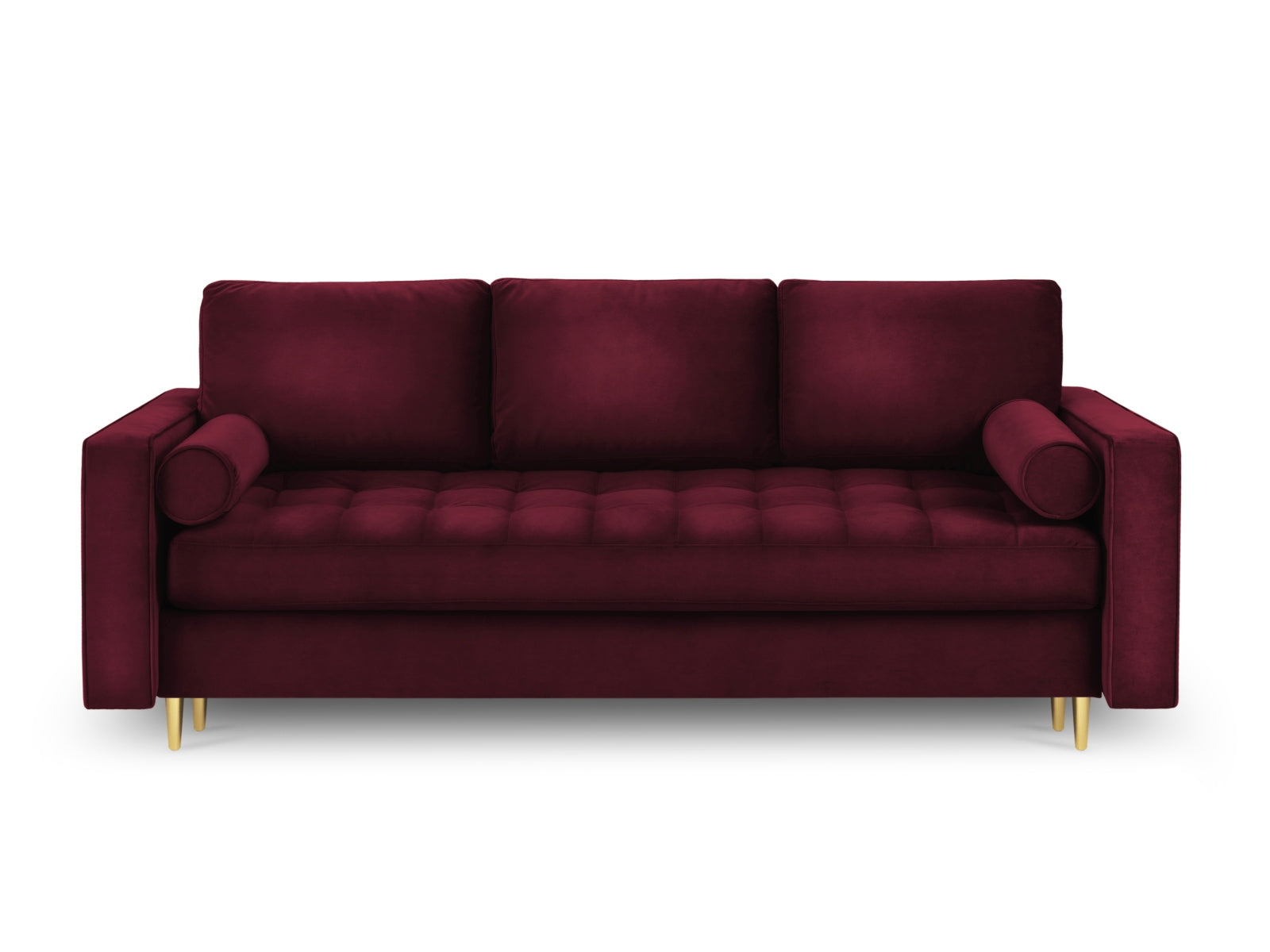 Elegantes 3-Sitzer Sofa Aspen in Red-Salvador, ideal für kleine Räume, bietet komfortable Schlaffunktion und praktischen Stauraum.