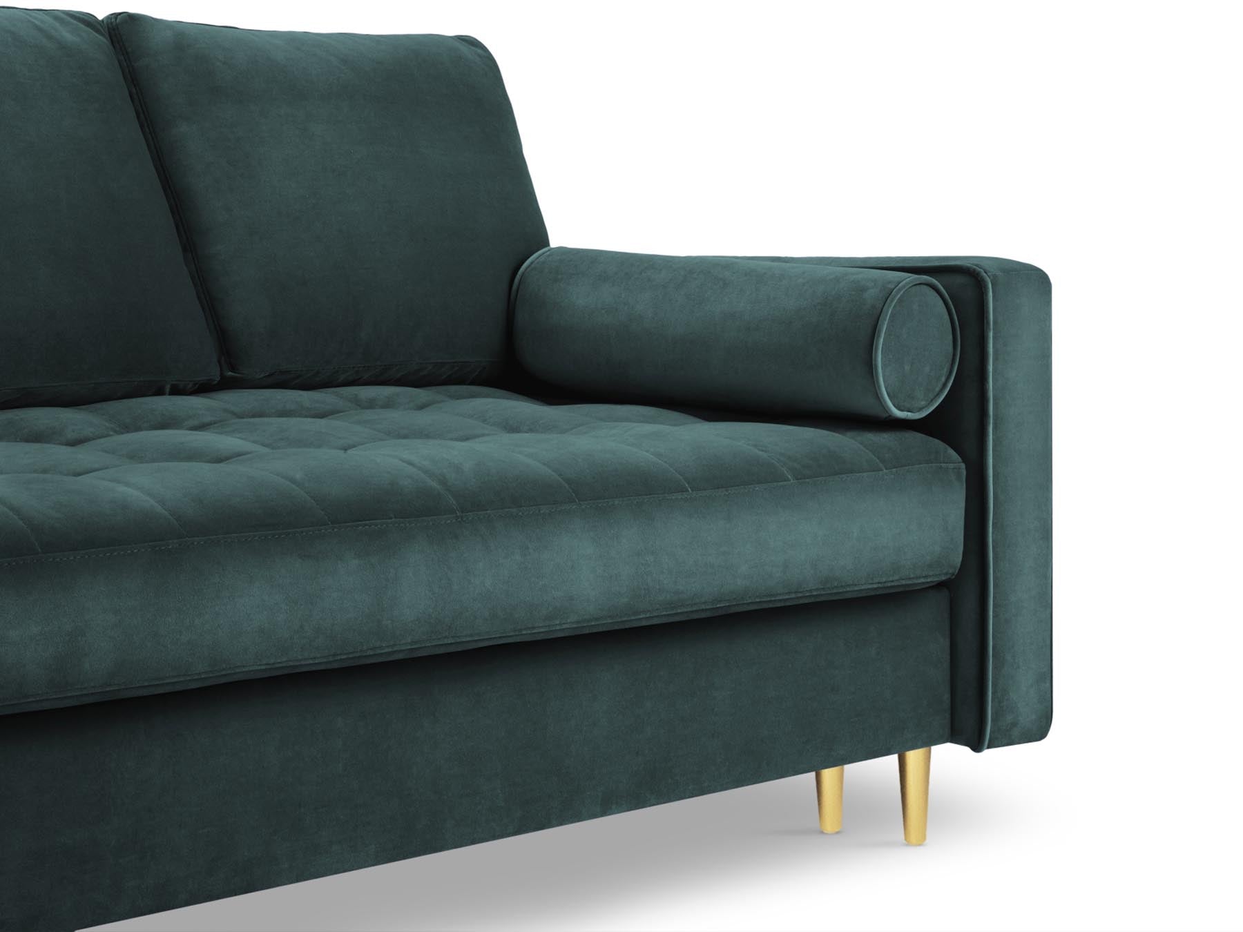 Elegantes 3-Sitzer Sofa Aspen in trendigem Petrol, ideal als Schlafgelegenheit und mit praktischem Stauraum für mehr Ordnung.
