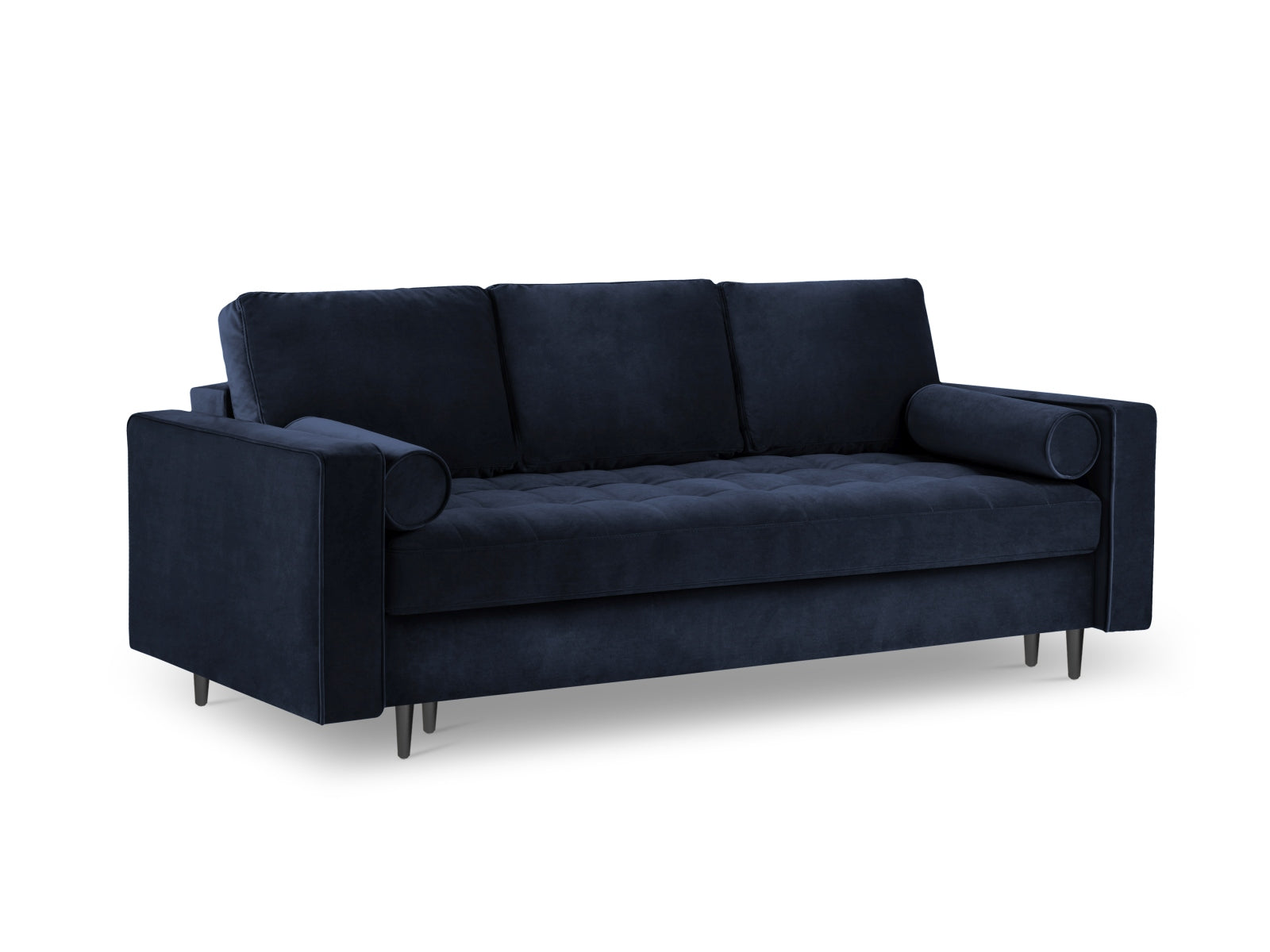 Elegantes 3-Sitzer Sofa Aspen in Royal Blue, ideal für moderne Wohnräume, bietet praktische Schlaffunktion und zusätzlichen Stauraum.