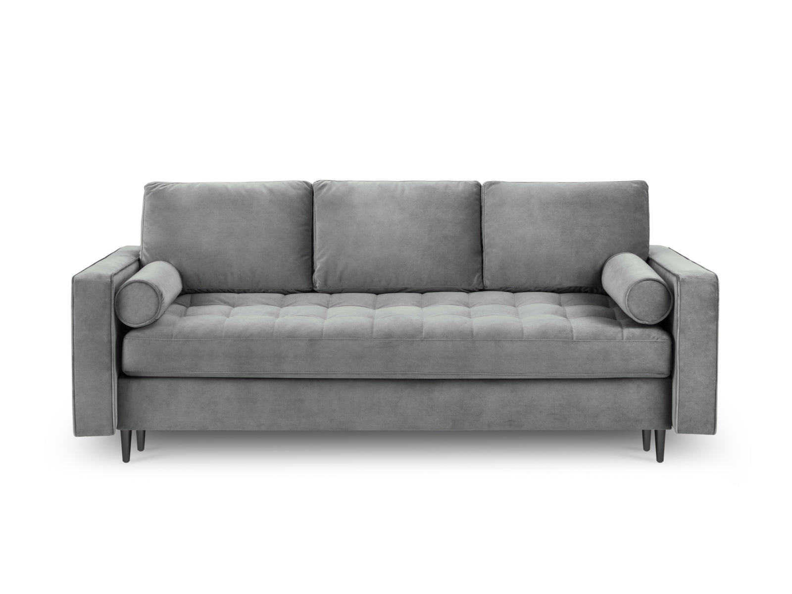 Stylisches 3-Sitzer Sofa Aspen in zeitlosem Grau, bietet vielseitige Nutzung als Schlafsofa mit integriertem Stauraum für optimale Raumausnutzung.