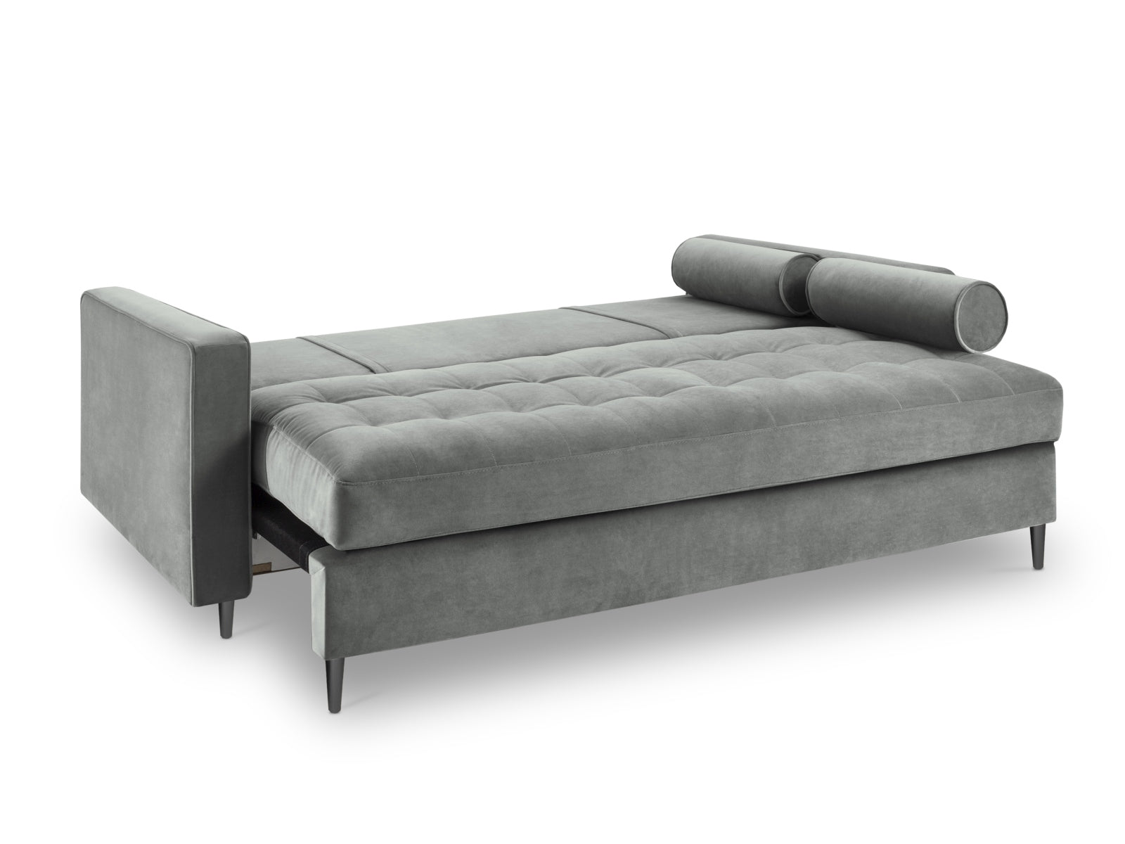 Stylisches 3-Sitzer Sofa Aspen in zeitlosem Grau, perfekt als Schlafgelegenheit mit integriertem Stauraum für mehr Ordnung und Komfort.