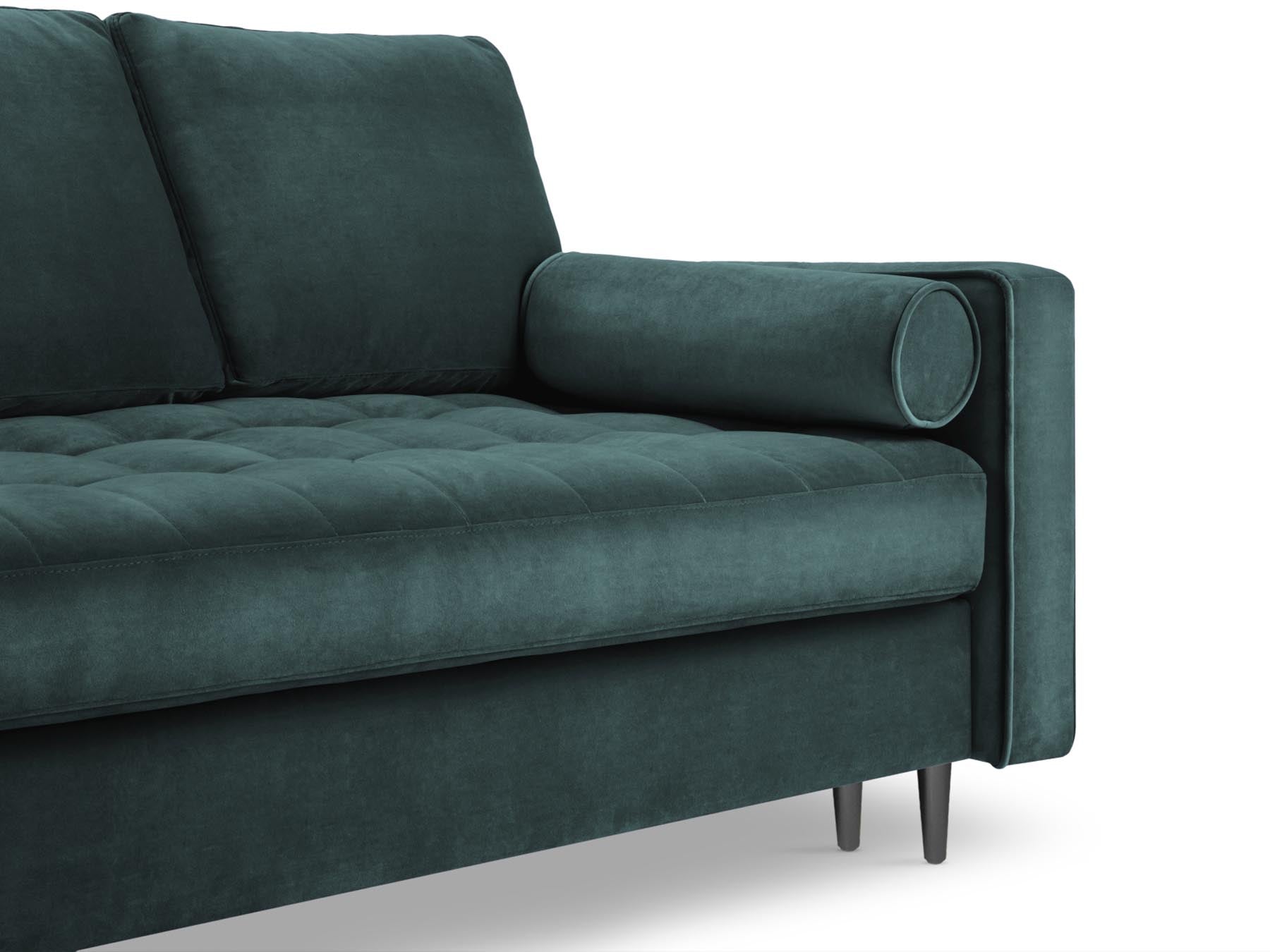 Stylisches 3-Sitzer Sofa Aspen in modernem Petrol, kombiniert Schlafgelegenheit mit cleverem Stauraum für vielseitige Nutzung.