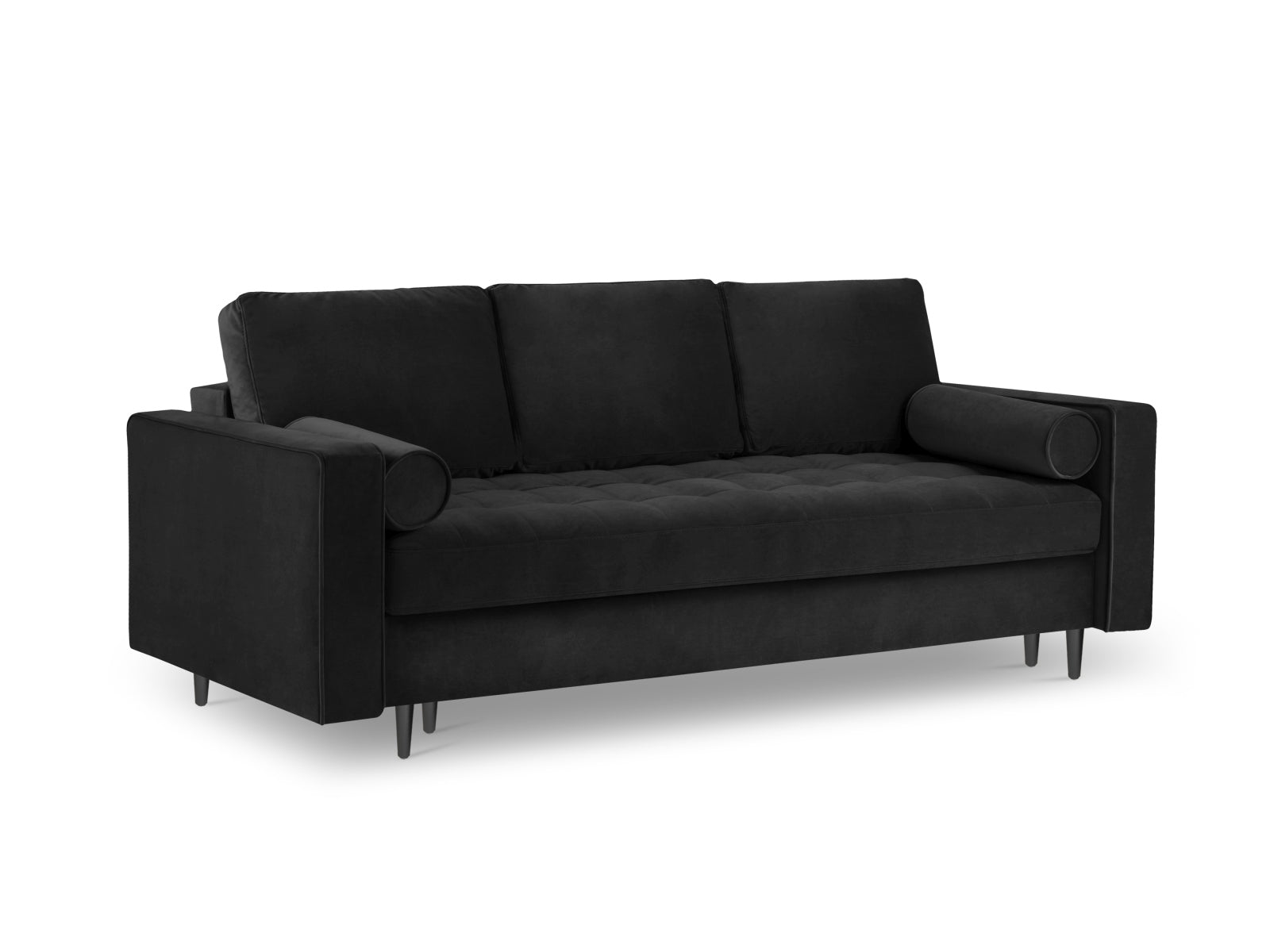 3-Sitzer Sofa Aspen mit Schlaffunktion und Stauraum in Black-Salvador präsentiert im Onlineshop von KAQTU Design AG. Bettsofa ist von Cosmopolitan Design