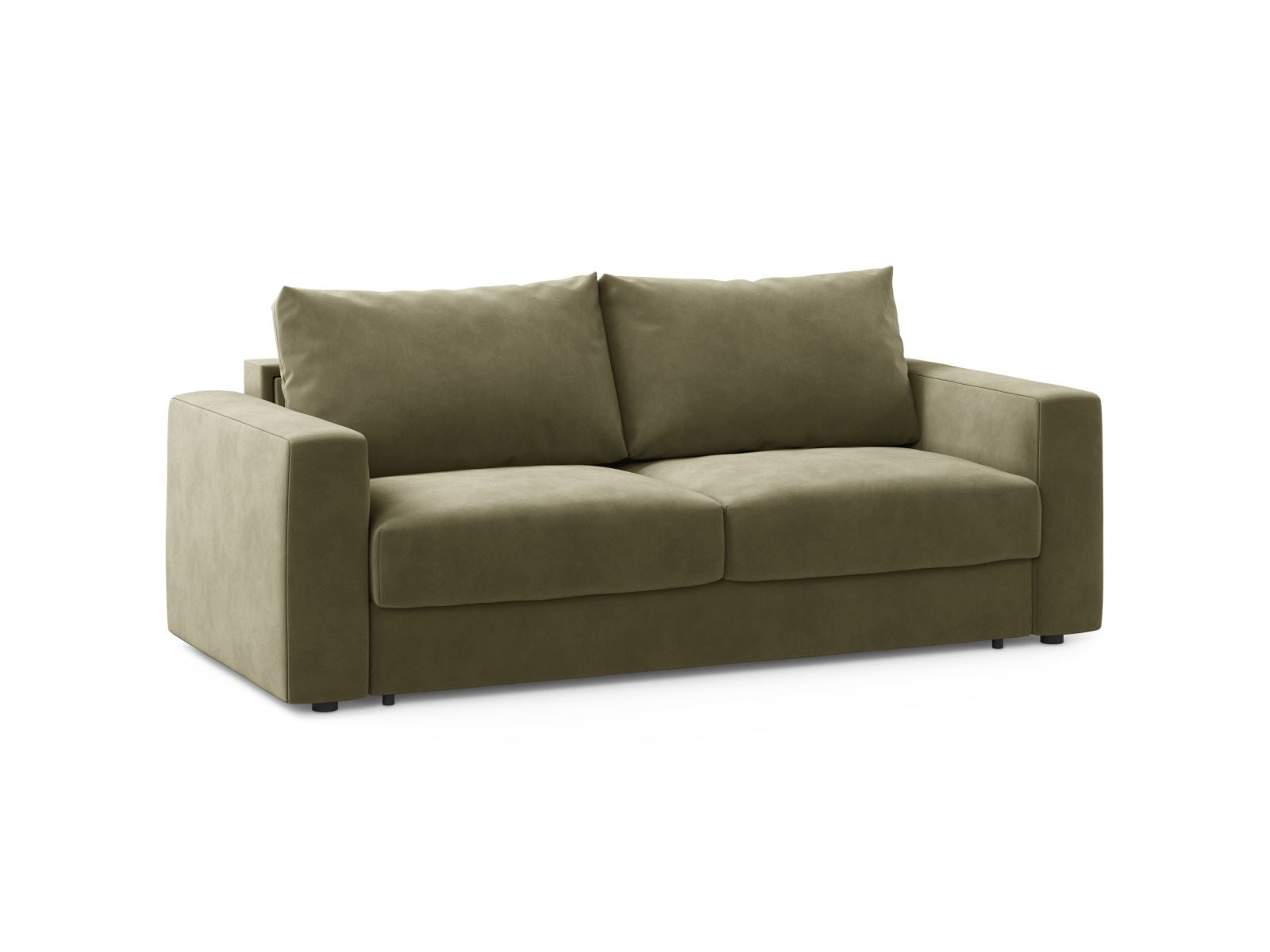 Elegantes 3-Sitzer Sofa Grena in Grün mit praktischer Schlaffunktion, ideal für stilvolle Wohnräume und Gästeübernachtungen.