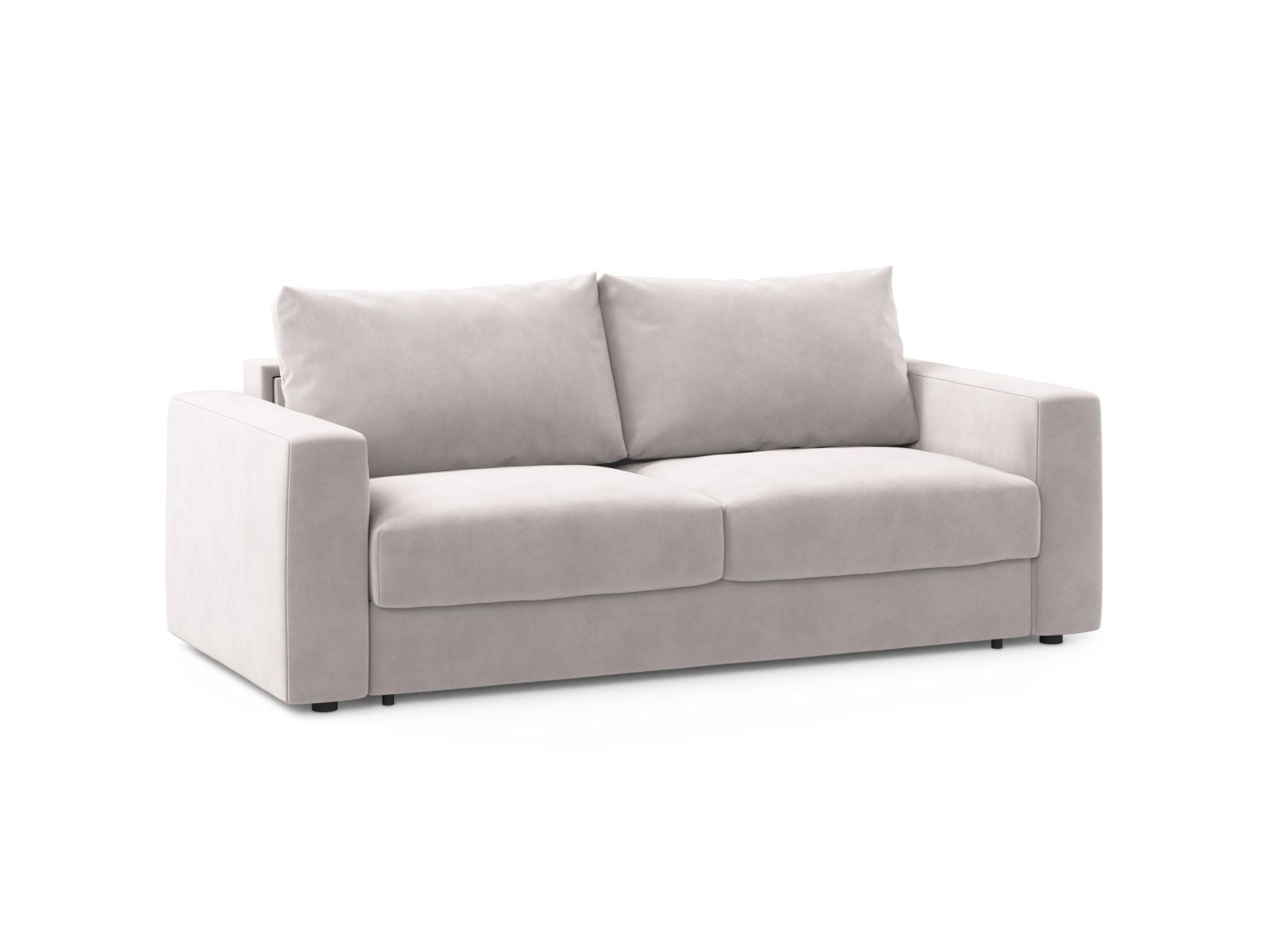 Elegantes 3-Sitzer Sofa Grena in hellem Grau, vielseitig einsetzbar mit Schlaffunktion, ideal für moderne Wohnräume.