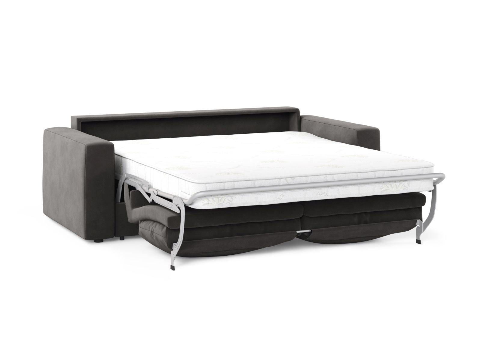 Stylisches 3-Sitzer Sofa Grena in elegantem Dunkelgrau, ideal für entspannte Stunden und als praktische Schlaflösung für Übernachtungsgäste.