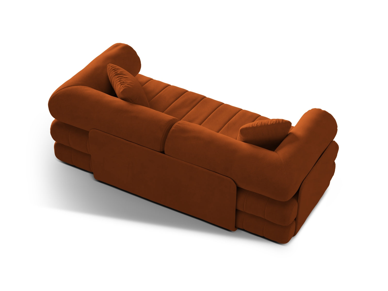 Kemi Velour Sofa mit Schlaffunktion 3 Sitzer in Terracotta präsentiert im Onlineshop von KAQTU Design AG. Bettsofa ist von Cosmopolitan Design