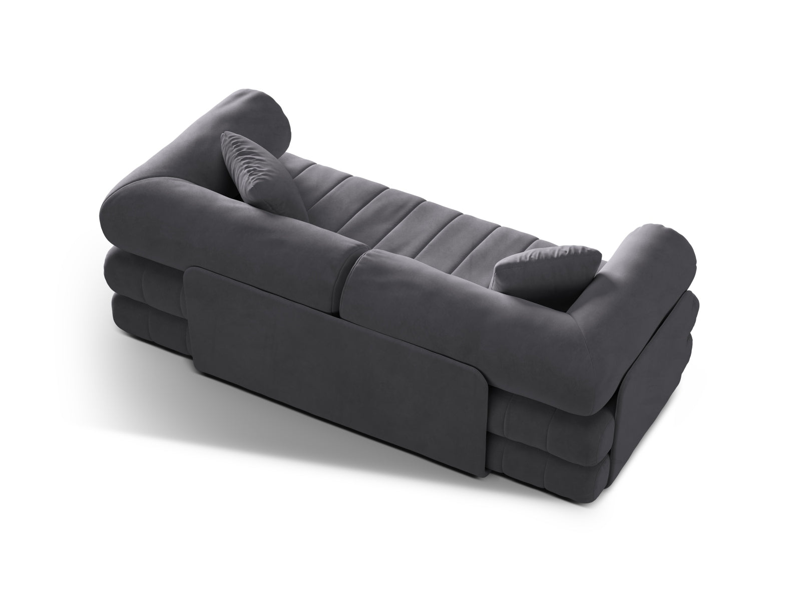 Kemi Velour Sofa mit Schlaffunktion 3 Sitzer in Dark Grey präsentiert im Onlineshop von KAQTU Design AG. Bettsofa ist von Cosmopolitan Design