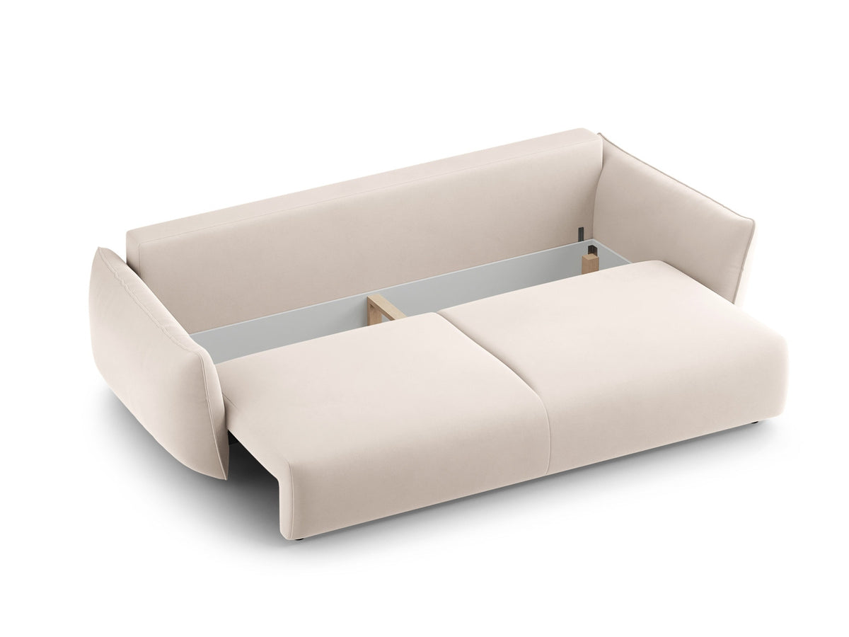 Bettsofa Matera von Cosmopolitan Design, 3-Sitzer mit Stoffbezug und schwarzen Kunststoffbeinen