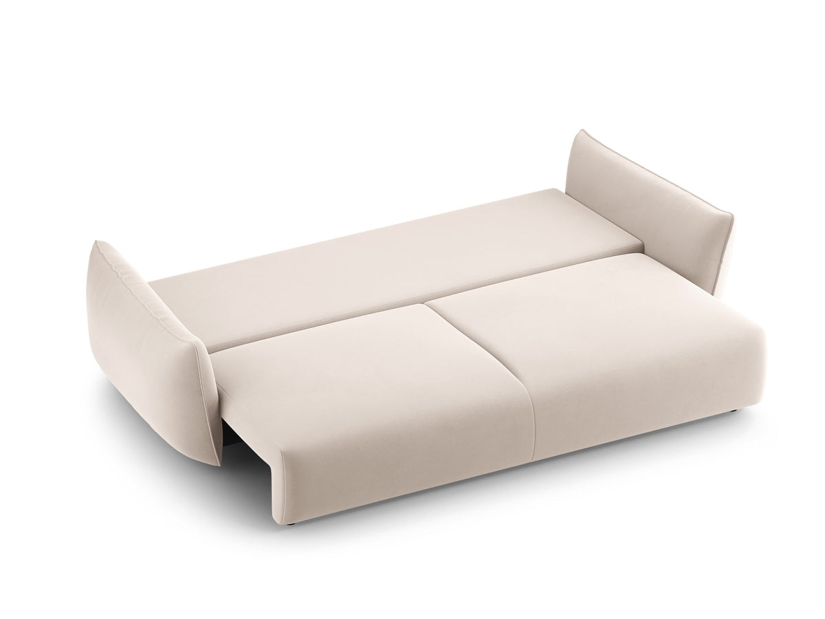 Bettsofa Matera von Cosmopolitan Design, 3-Sitzer mit Stoffbezug und schwarzen Kunststoffbeinen