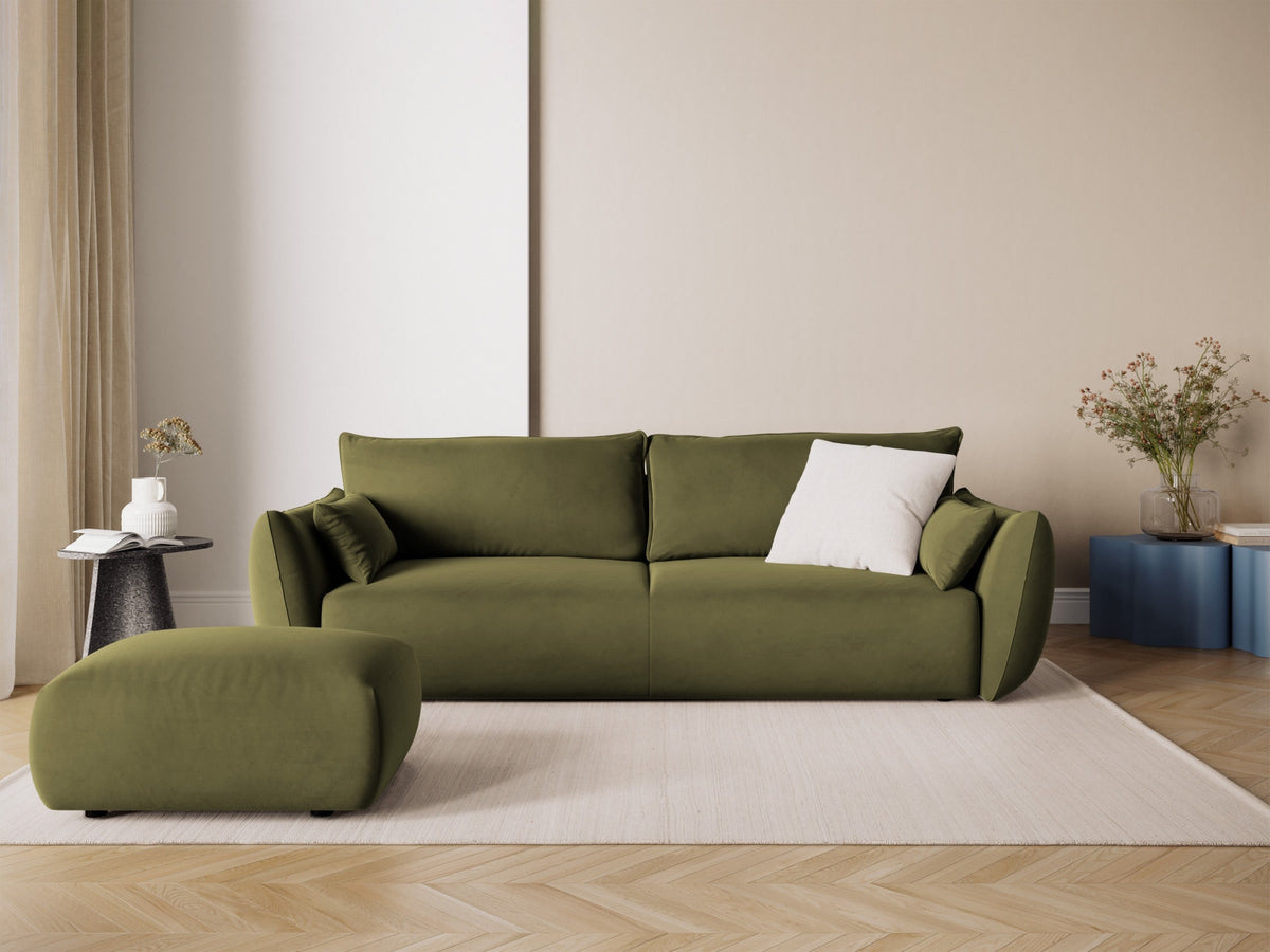 Bettsofa Matera von Cosmopolitan Design, 3-Sitzer mit Stoffbezug und schwarzen Kunststoffbeinen