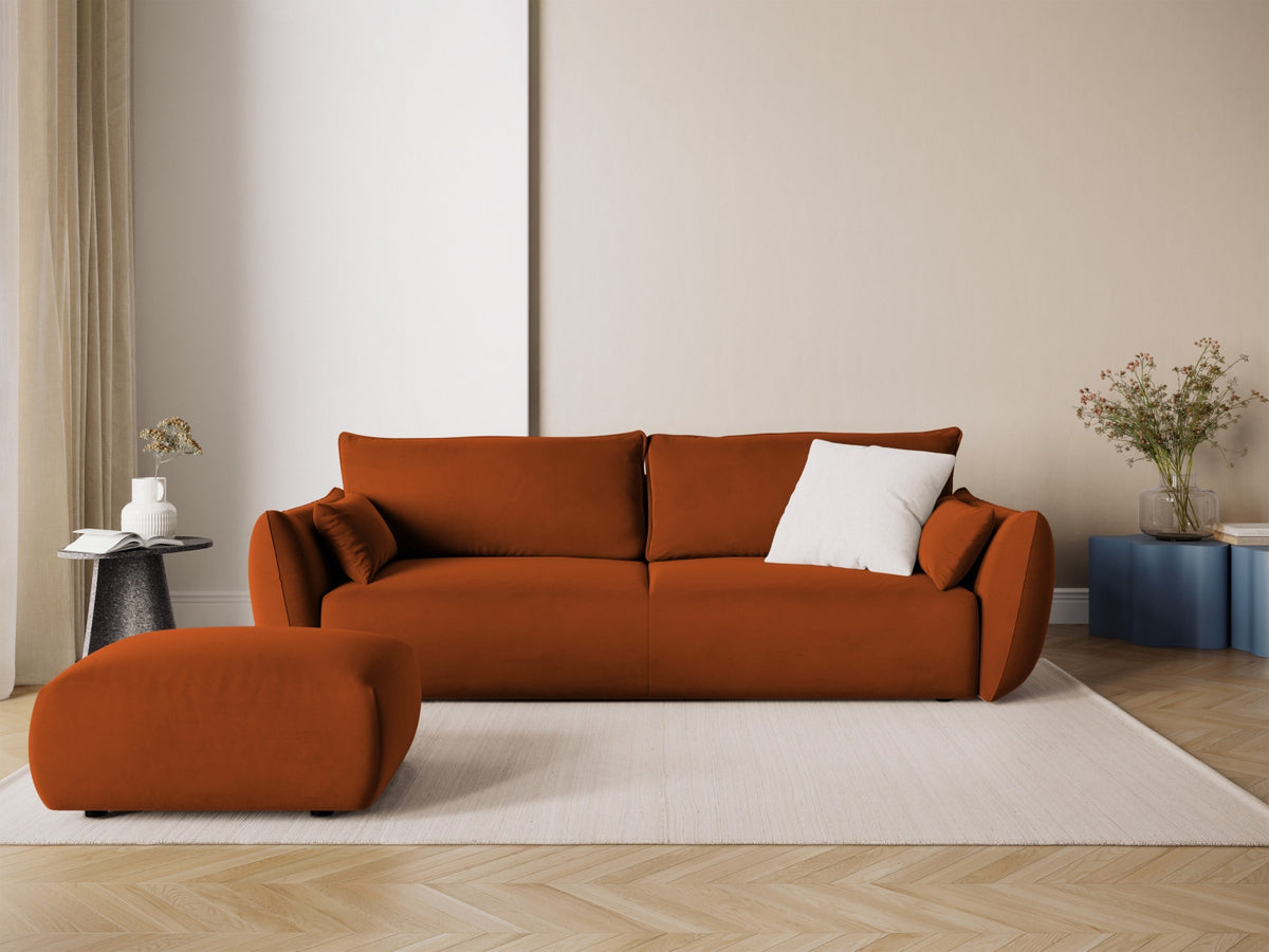 Bettsofa Matera von Cosmopolitan Design, 3-Sitzer mit Stoffbezug und schwarzen Kunststoffbeinen