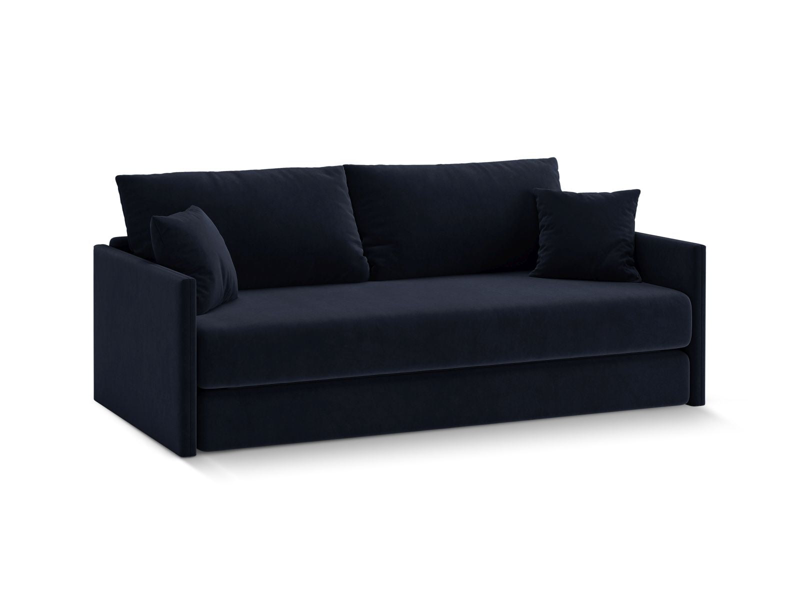 Elegantes 3-Sitzer Sofa Shannon in Royal Blue mit praktischer Schlaffunktion, ideal für stilvolle Wohnräume und Gästeübernachtungen.