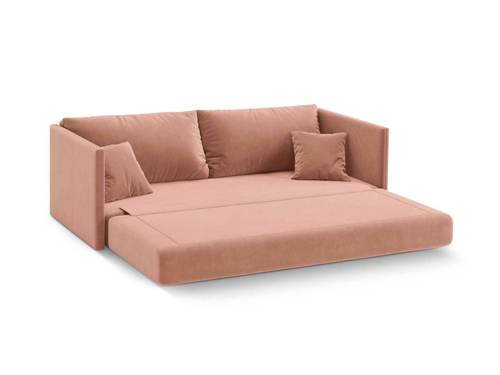 Elegantes 3-Sitzer Sofa Shannon in zartem Rosa, ideal als Schlafgelegenheit für Gäste, stilvoll und funktional von Cosmopolitan Design.