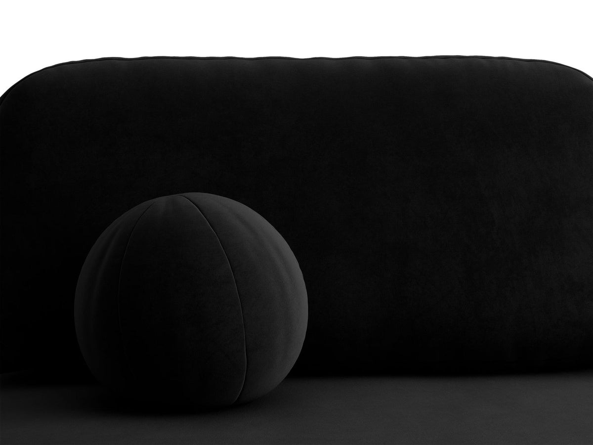 Beige Samt-Bettsofa Sophia von Cosmopolitan Design mit Bettkasten, Massivholzrahmen und schwarzen Kunststoffbeinen, drei Sitzplätze.