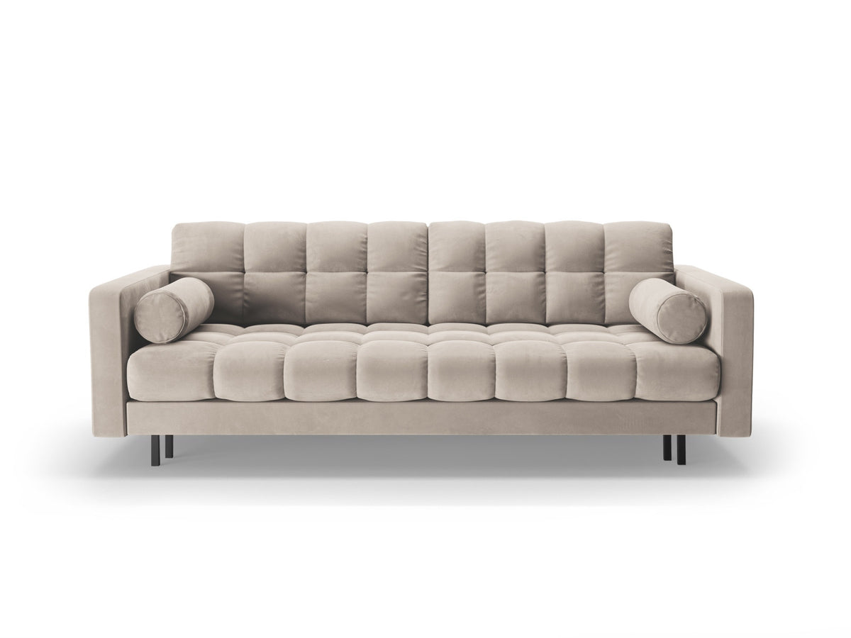 Dreisitzer Bettsofa Bali mit Stoffbezug, Holzrahmen und schwarzen Metallbeinen