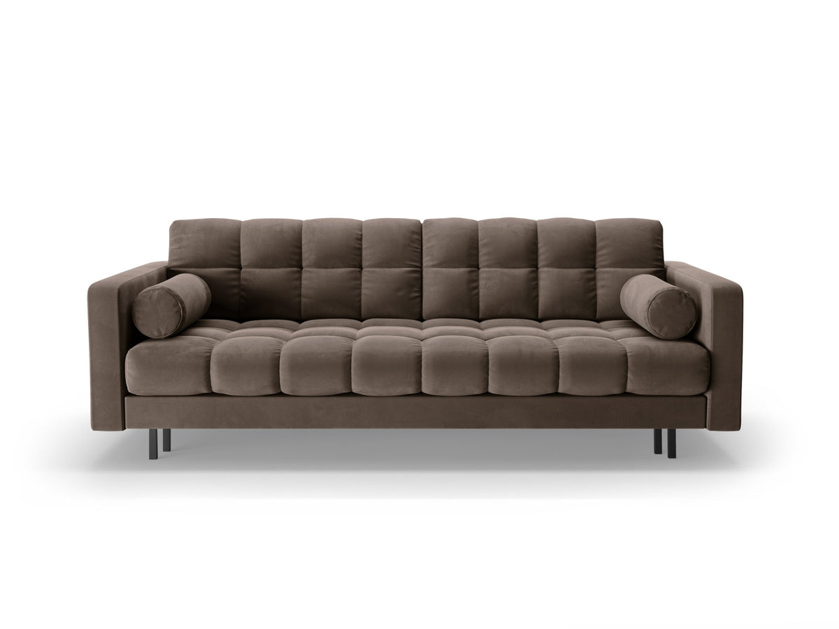 Dreisitzer Bettsofa Bali mit Stoffbezug, Holzrahmen und schwarzen Metallbeinen