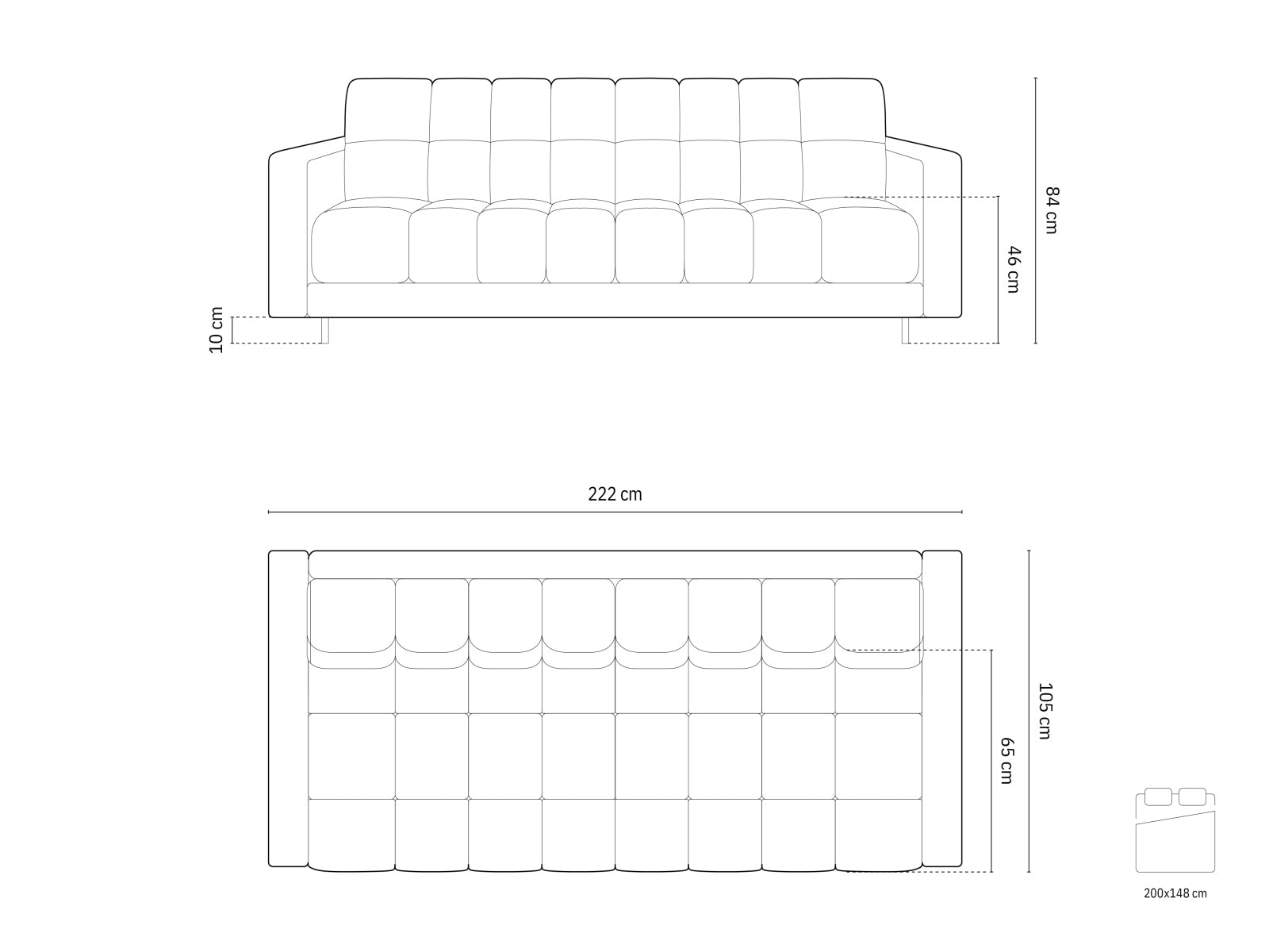 Modernes 3-Sitzer Sofa Bali in stilvollem Chocolate-Bluvel, perfekt für gemütliche Abende, mit cleverer Schlaffunktion und integriertem Stauraum.