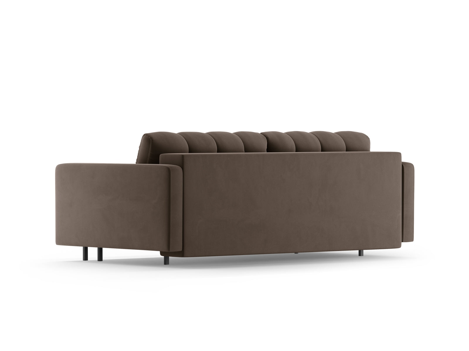 Elegantes 3-Sitzer Sofa Bali in Chocolate-Bluvel, ideal für Wohnräume, bietet Schlaffunktion und praktischen Stauraum für zusätzlichen Komfort.