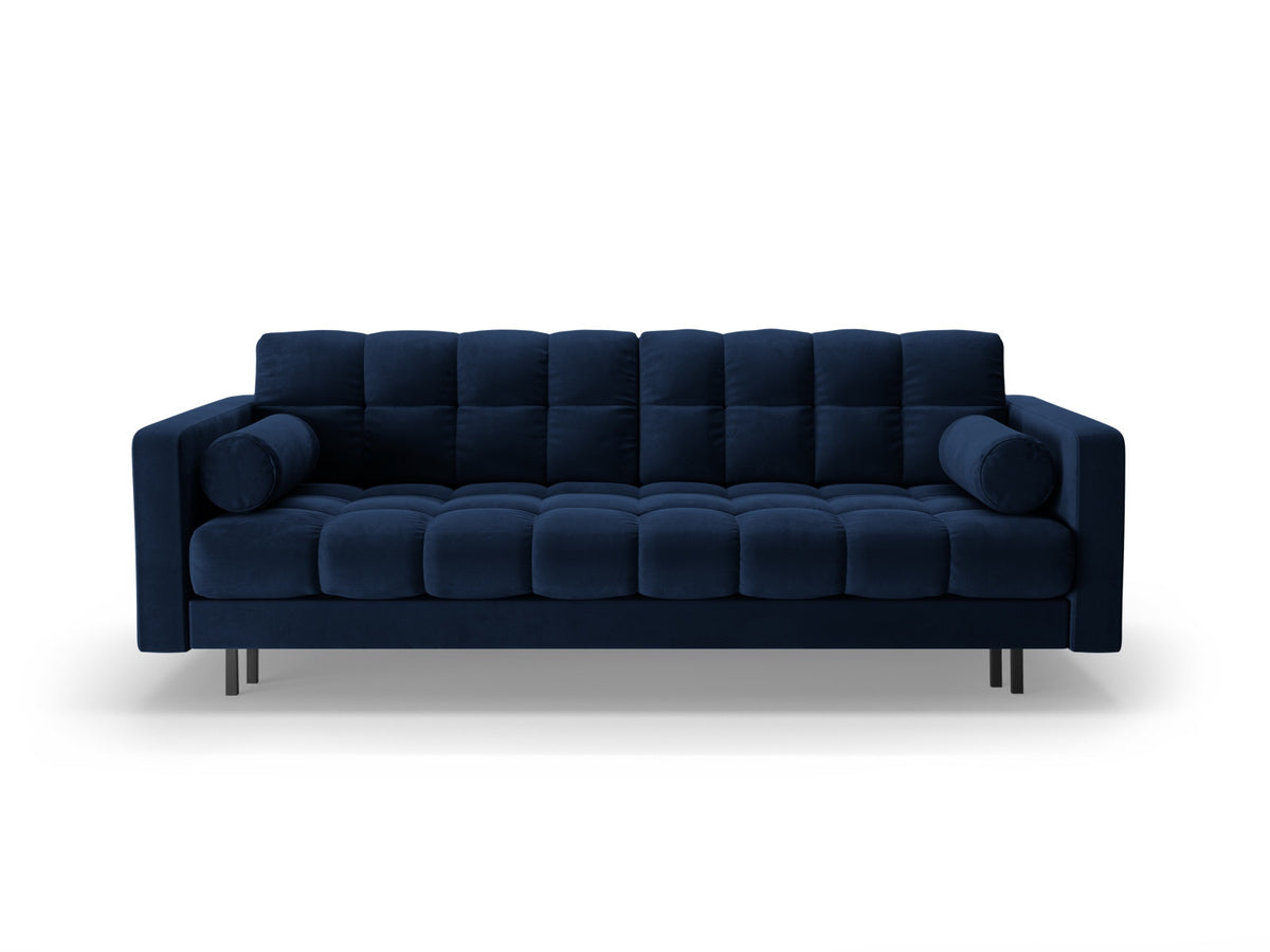 Dreisitzer Bettsofa Bali mit Stoffbezug, Holzrahmen und schwarzen Metallbeinen