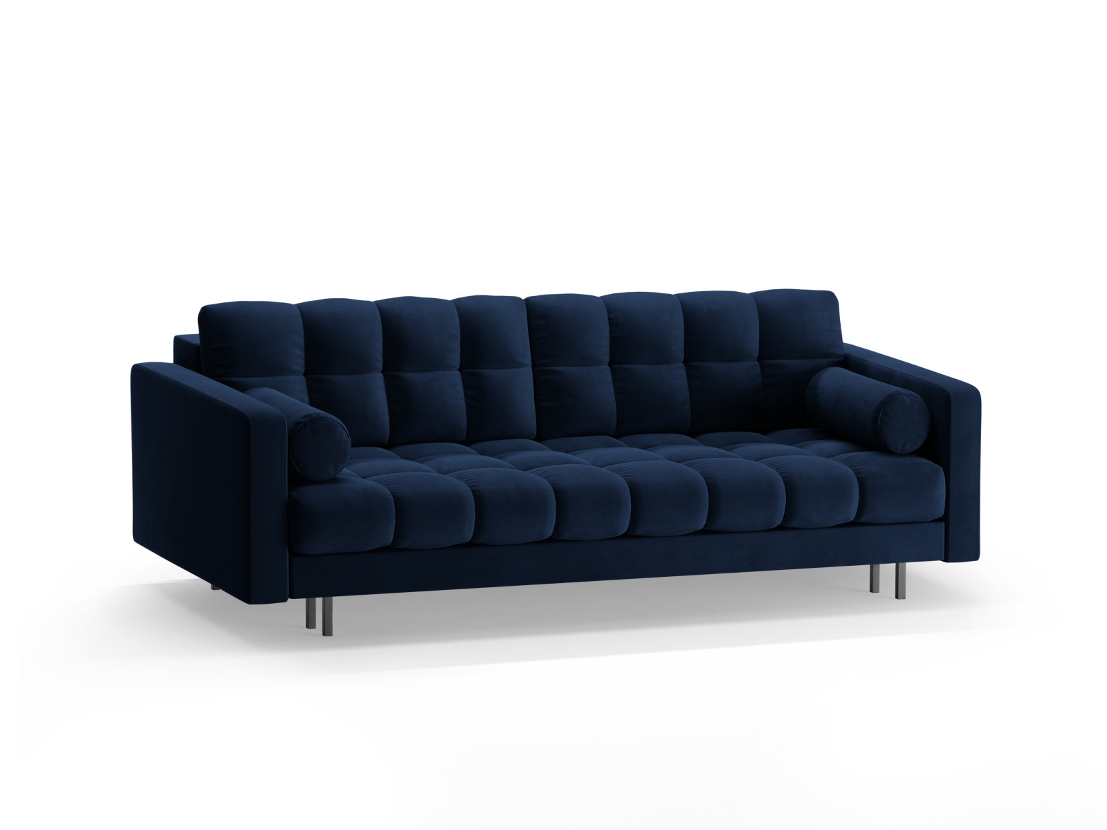 Elegantes 3-Sitzer Sofa Bali in Royal Blue mit praktischer Schlaffunktion und Stauraum, ideal für modernes Wohnen.