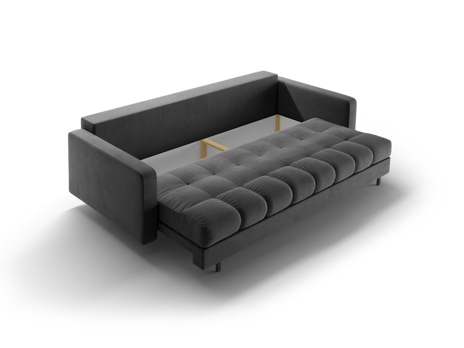 Elegantes 3-Sitzer Sofa Bali in Grau, ideal für kleine Räume, bietet Schlafgelegenheit und cleveren Stauraum für mehr Ordnung.
