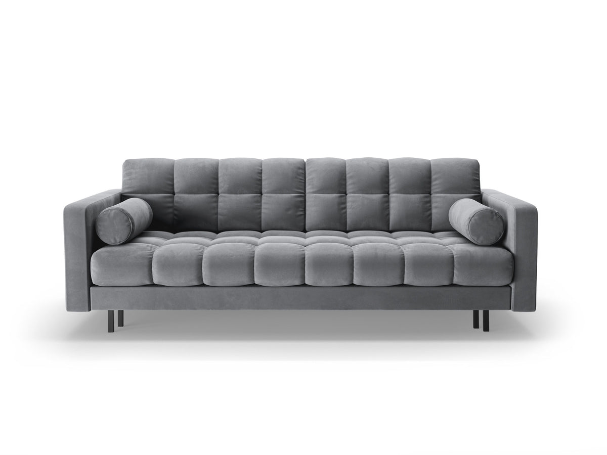 Dreisitzer Bettsofa Bali mit Stoffbezug, Holzrahmen und schwarzen Metallbeinen