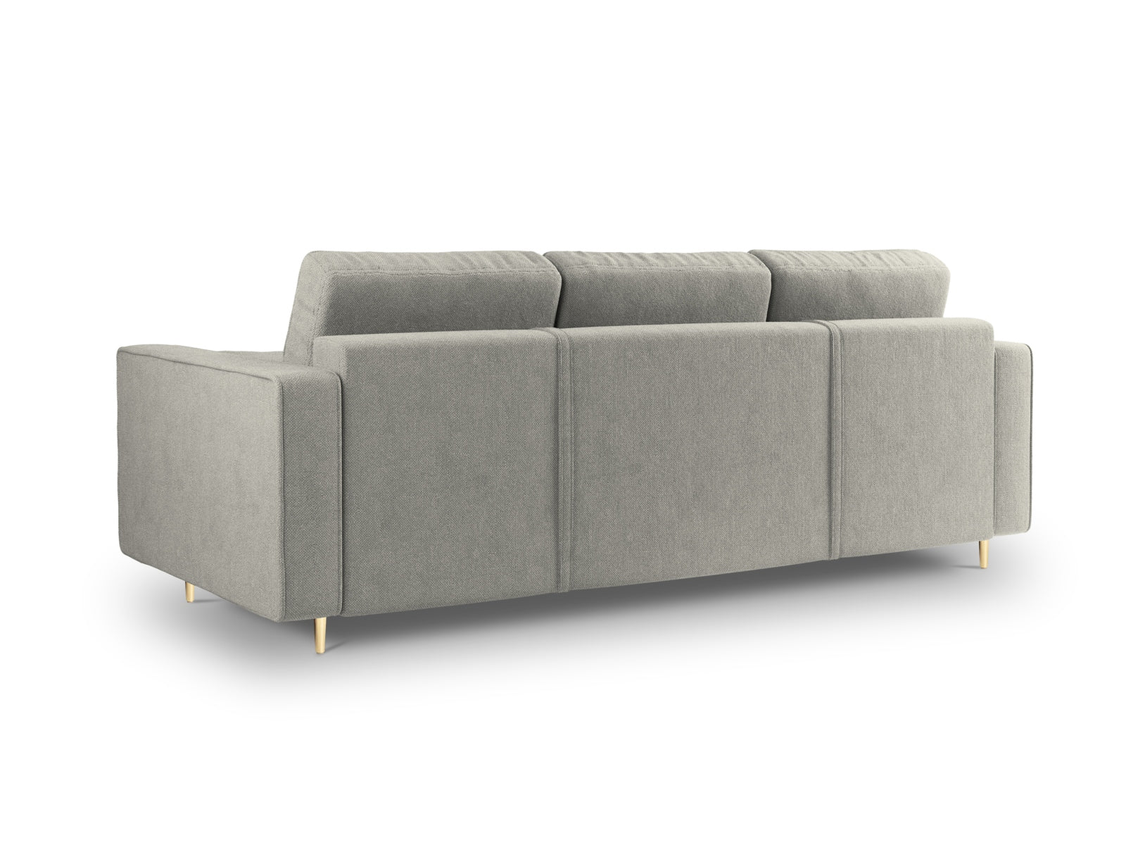 Elegantes 3-Sitzer Sofa Aspen in Grau, ideal für kleine Räume, bietet eine komfortable Schlaffunktion und cleveren Stauraum für Ihre Bedürfnisse.