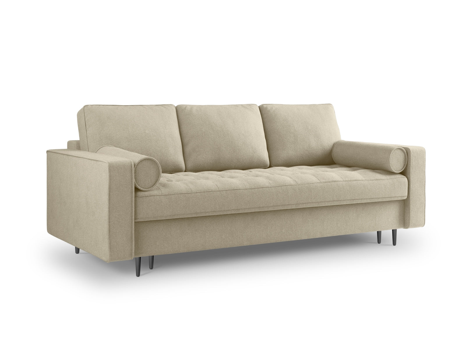 Beige 3-Sitzer Sofa Aspen, elegantes Bettsofa mit integrierter Schlaffunktion und praktischem Stauraum für flexibles Wohnen.