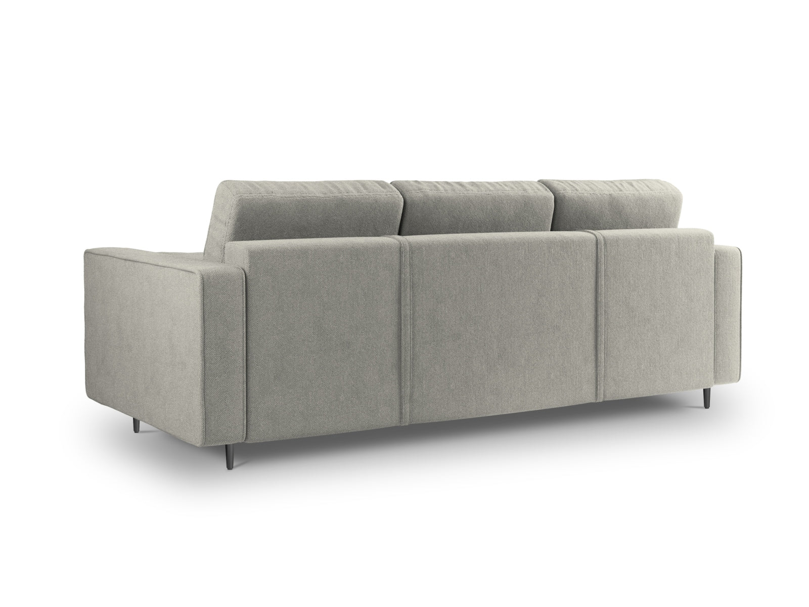 Modernes 3-Sitzer Bettsofa Aspen in hellem Grau, perfekt für stilvolle Wohnräume, mit komfortabler Schlaffunktion und integriertem Stauraum.