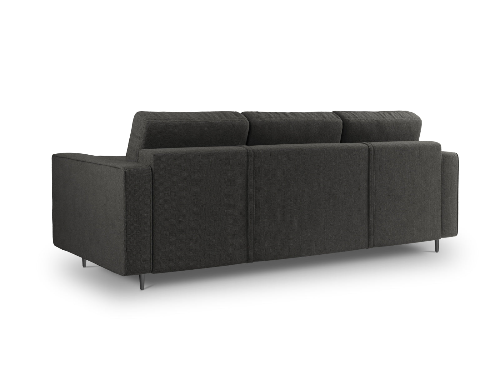 Modernes 3-Sitzer Sofa Aspen in elegantem Dunkelgrau, perfekt für kompakte Wohnräume, bietet Schlafgelegenheit und cleveren Stauraum.