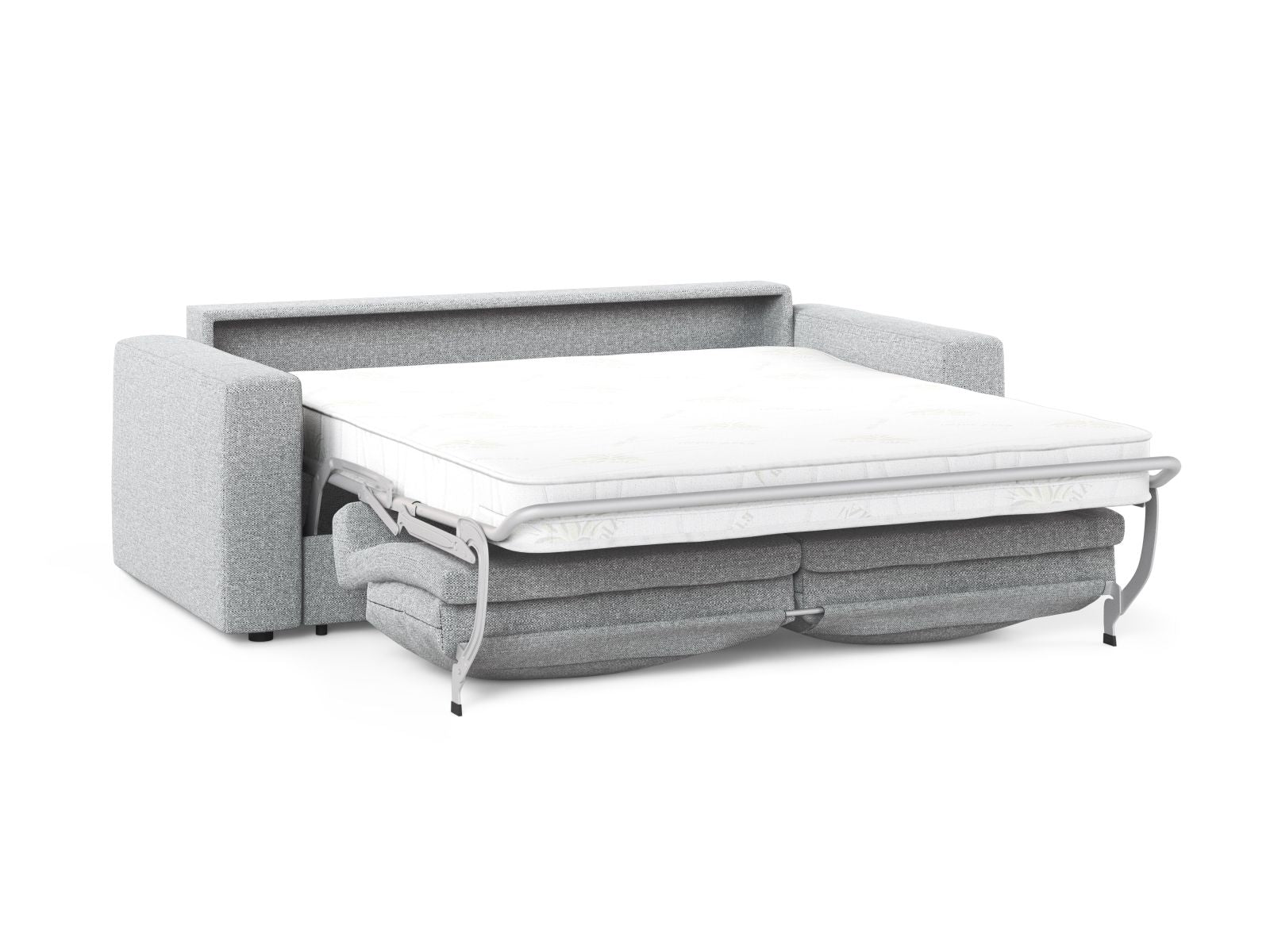 Elegantes 3-Sitzer Sofa Grena in stilvollem Grau, ideal für Wohnzimmer und Gästezimmer, mit praktischer Schlaffunktion für zusätzlichen Komfort.