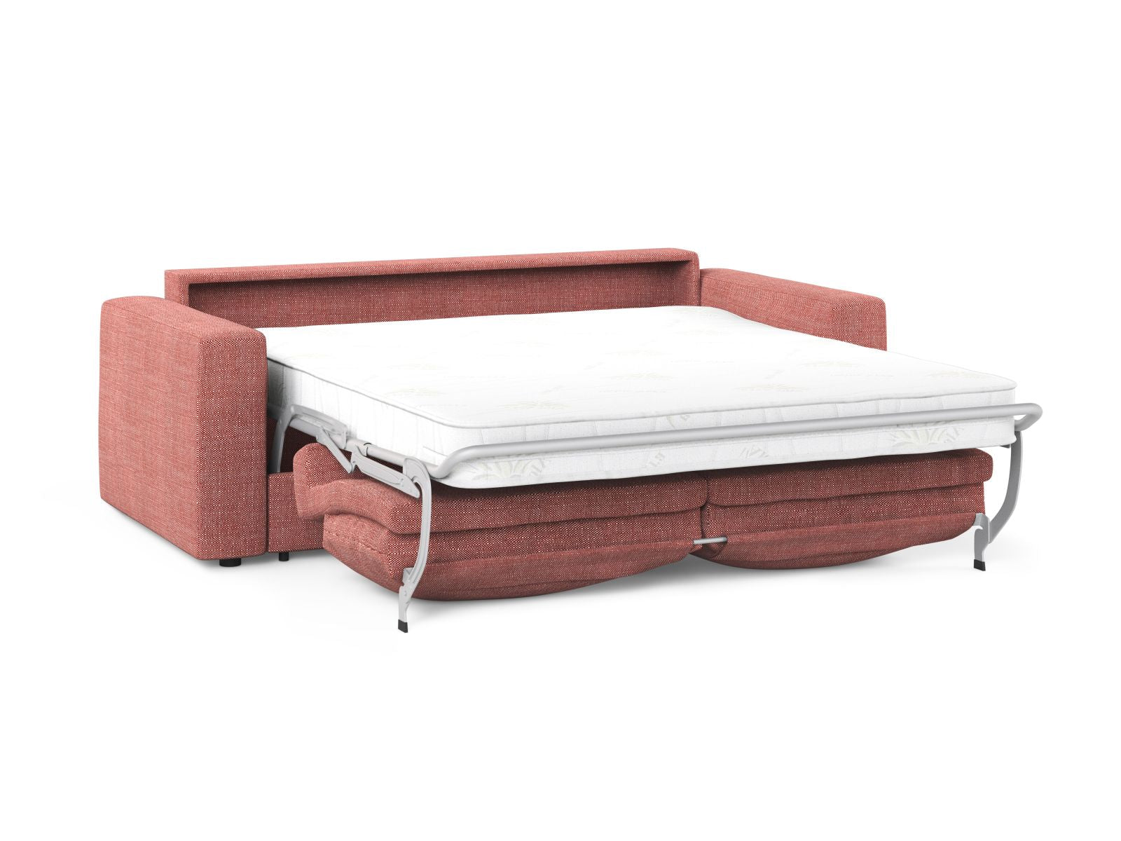 Stylisches rotes 3-Sitzer Sofa Grena mit praktischer Schlaffunktion, ideal für Gäste und gemütliche Stunden im Wohnzimmer.
