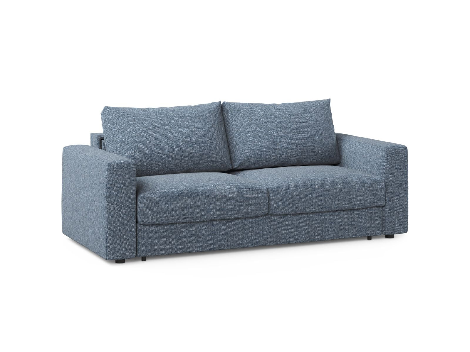 Elegantes 3-Sitzer Sofa Grena in Dunkelblau, vielseitig einsetzbar mit Schlaffunktion, ideal für moderne Wohnräume.